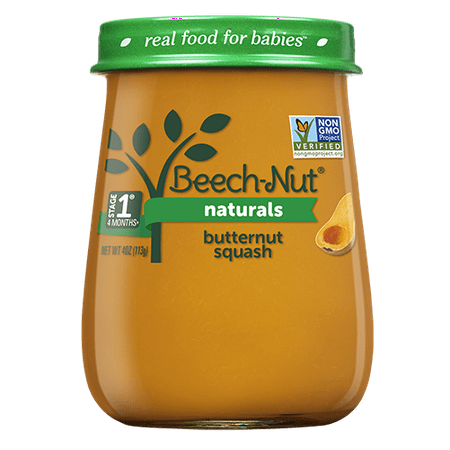 (10 Jars) Beech-Nut Naturals Baby Food Jar, Stage 1, Butternut Squash, 4