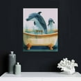 thumbnail image 4 of COMIO  Funny Dolphin Bathroom Canvas Wall Art Cute Blue Watercolour Dolphin In Bathtub Poster Marine Wildlife Animal Print Paintings Rustic Coastal Bathroom Wall Decor Picture Artwork, 4 of 4