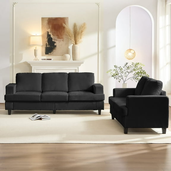 BALUS Living Room Furniture Sets, Modern Chenille Couch and Loveseat Sets, Oversized Sectional Couch Sets with Deep Seat, Dark Grey