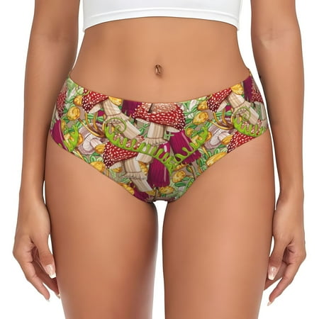 Womens Underwear - Colored Mushrooms Leaves No Show Seamless Underwear for Women  Soft Comfort Stretch Women s Panties  Hipster Ladies Panties Bikini Underwear Briefs