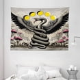 thumbnail image 2 of Ambesonne Gothic Tapestry Wall Hanging, Dark Dream Wingy Snake Skull, 80"x60", Mustard Pink and Grey Yellow, 2 of 3