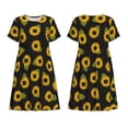 thumbnail image 3 of Bixox Robe d'Été à Manches Courtes pour Femmes Robe Ample Longueur Genou avec Poches-Tournesols, 3 of 7