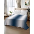 thumbnail image 2 of Ombre Dark Blue Full Size Flat Sheet, Wrinkleproof & Fadeproof Cooling Flat Bed Sheet Only, Gradient White Abstract Minimalist Stripe Breathable Soft Bedding Top Sheets 81 x 96 Inches, 2 of 8