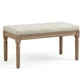 thumbnail image 5 of Modern Wood Fabric Bench with Upholstered Button Tufted Padded Seat, Vintage Luxury Entryway Bench, 5 of 8
