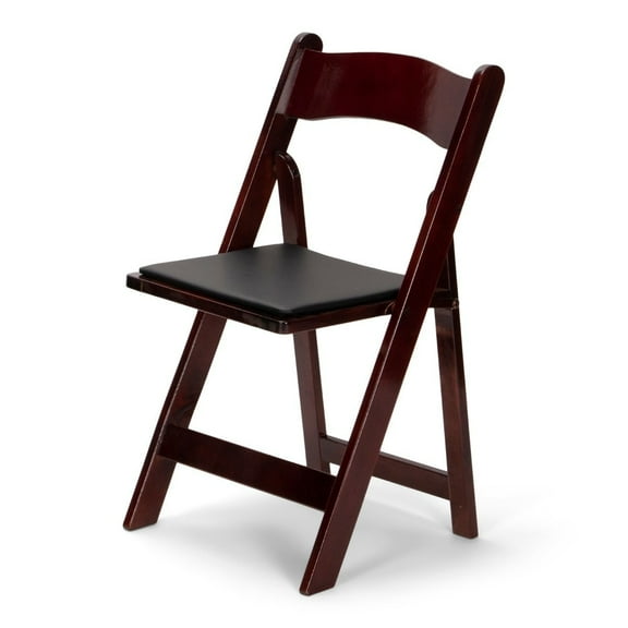 Titan Series Wood Folding Chair - Mahogany with Black Pad - 4 Pack