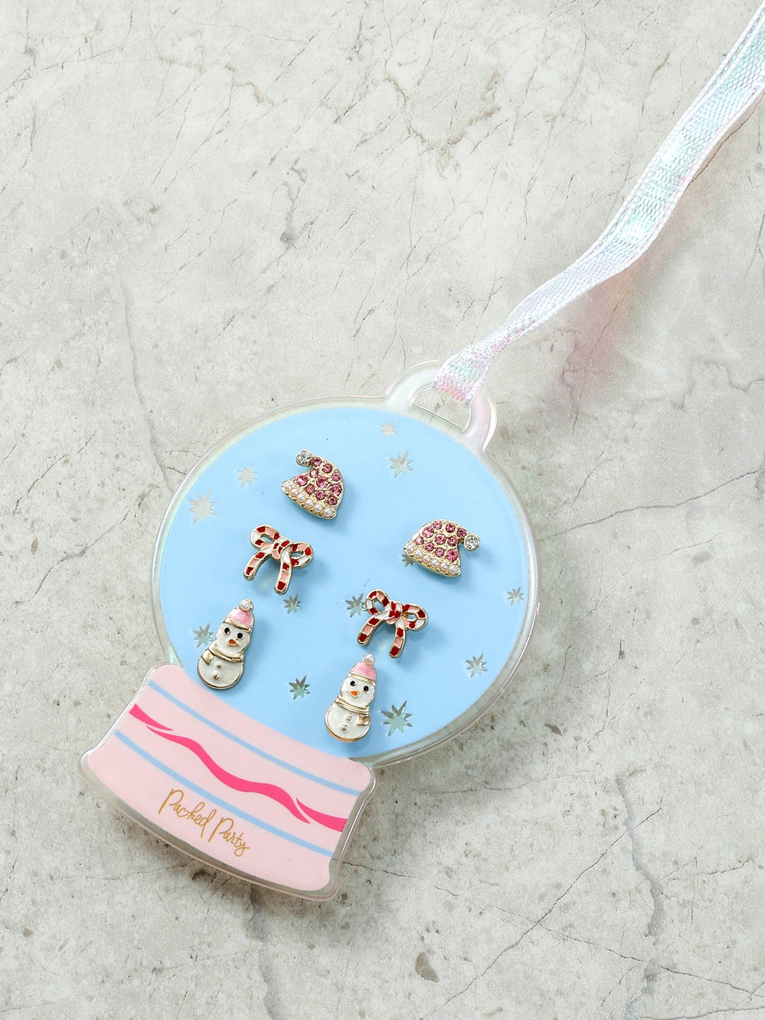 Packed Party Earring Set with Snow Globe Ornament