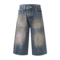 thumbnail image 6 of Risckoth Women Washed Denim Culottes, Mid Rise Wide Leg Cropped Jeans With Pockets S-3XL, 6 of 6