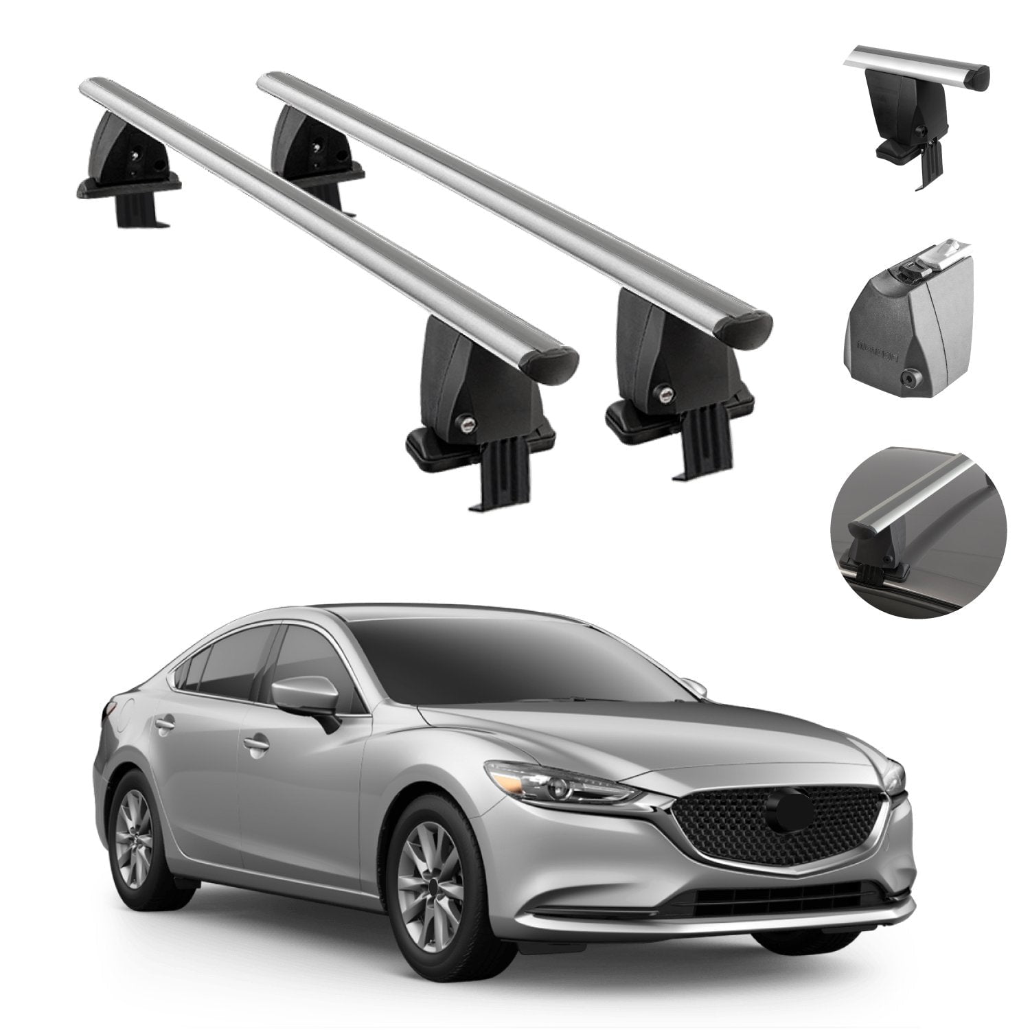 Smooth Roof Rack For Mazda Mazda6 20182022 Cross Bar Carrier Rail Luggage 2 Pcs