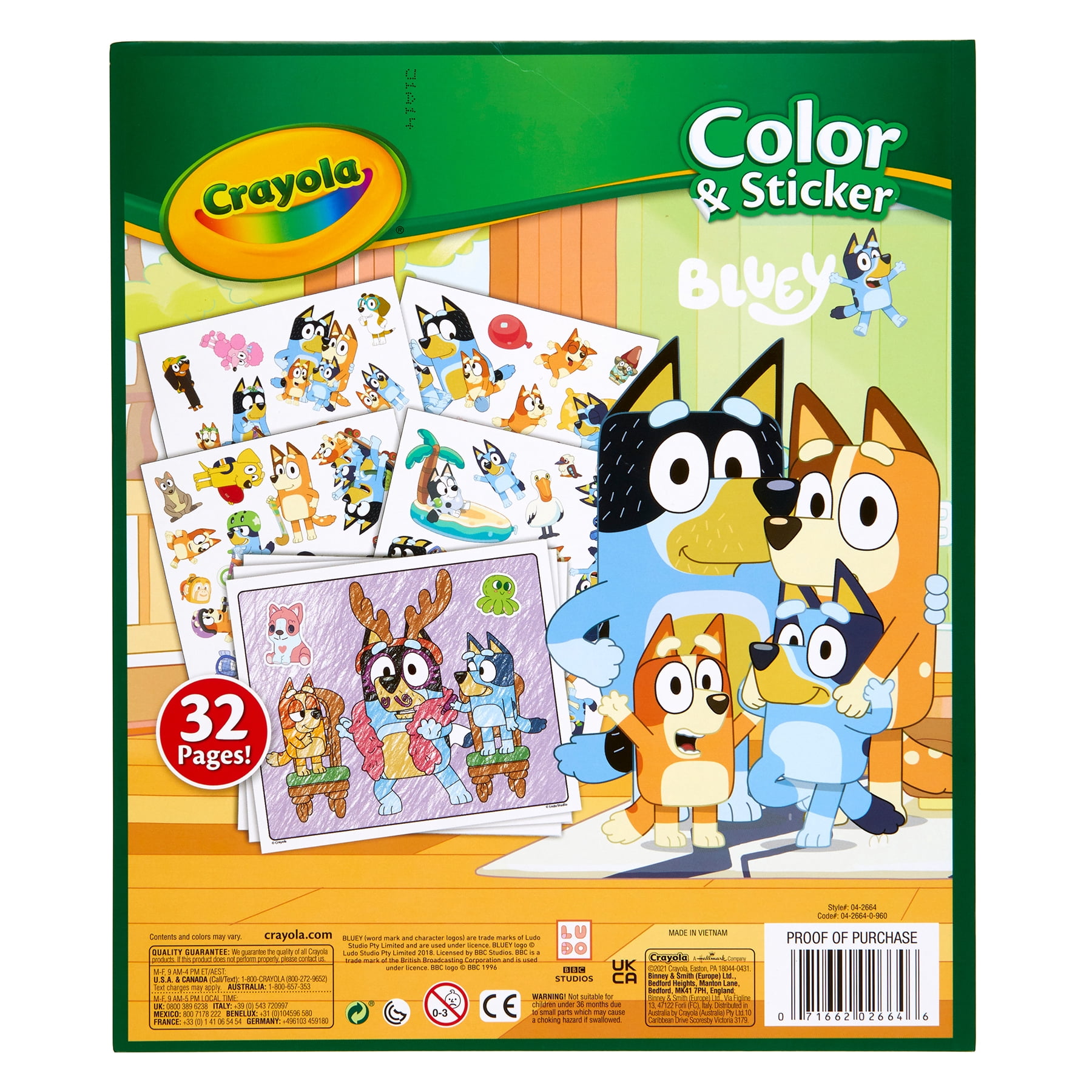 Crayola Color & Sticker Book, Bluey, Pack of 3