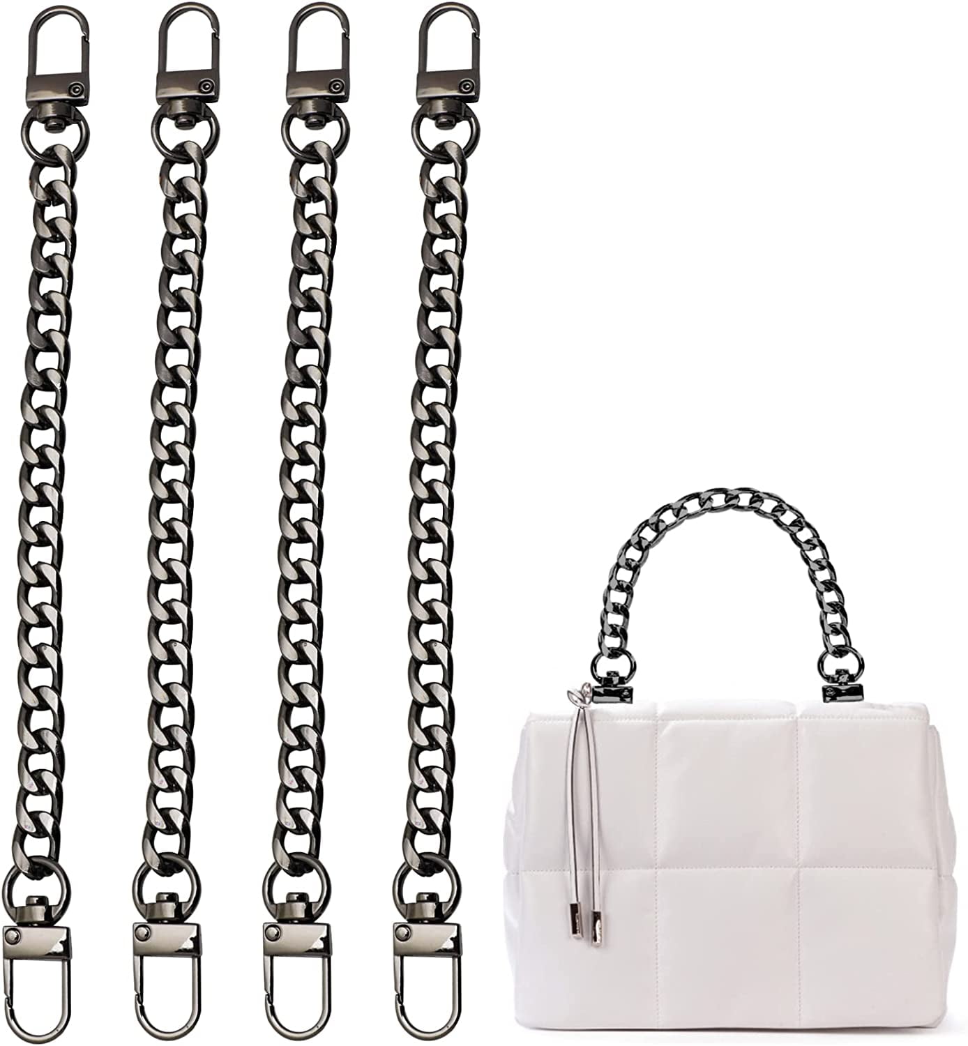 Mini Purse Chain, DIY Metal Flat Chain- for Messenger Bag Purse Strap  Extender Handbag Accessory Decoration, with Metal Buckle