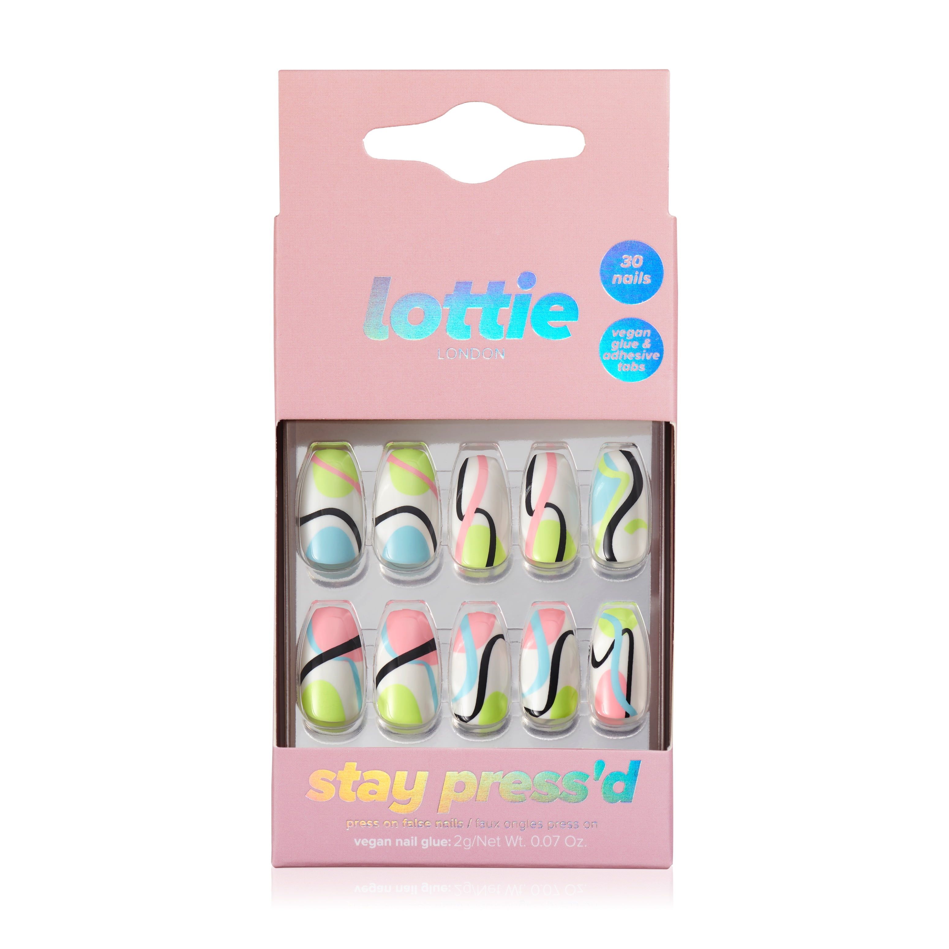 Lottie London Press On Nails, Wavy Baby