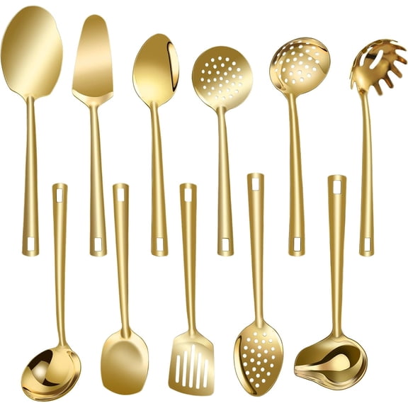 Cooking Utensil Set 11 Pcs Stainless Steel Kitchen Utensils Set Wok Utensils Kitchen Tool Set Spatula Set Heat Resistant Metal Kitchen Tools Ergonomic HandleEasy to Clean Dishwasher Safe