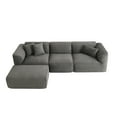 thumbnail image 4 of Harper & Bright Designs Modular Foam Sectional with Ottoman, Velvet 4 Seater Compressed Sofa, Floor Sponge Couch for Living Room, Gray, 4 of 11