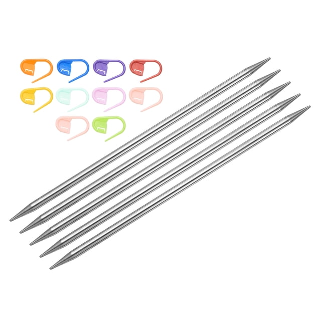 Uxcell 5Pcs US 9(5.5mm) Aguja de Tejer de Punta Doble con 10 Marcadores de Puntos para Proyectos Hechos a Mano
