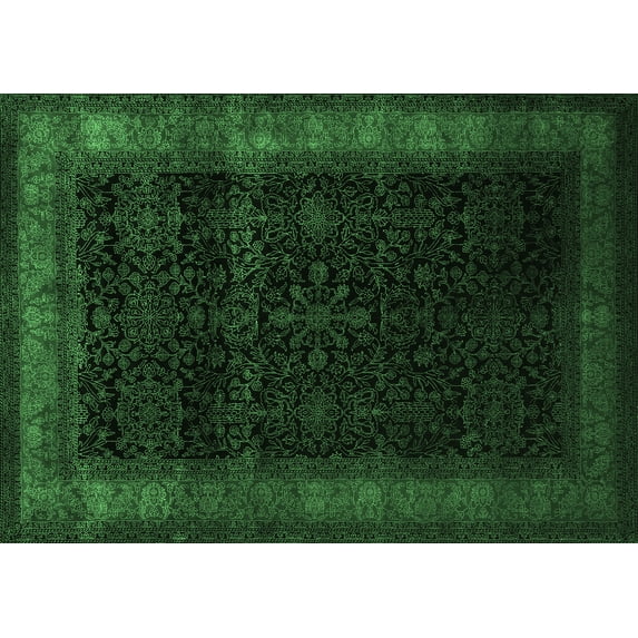 Ahgly Company Indoor Rectangle Persian Emerald Green Traditional Area Rugs, 7' x 10'