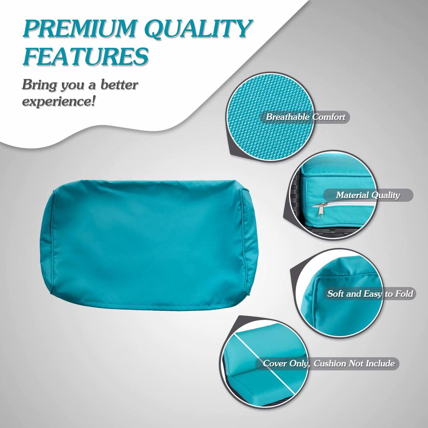 Kinbor 7 Pcs Outdoor Patio Wicker Sofa Chair Washable Cushions Pillow Replacement Covers for Seat and Back, Turquoise