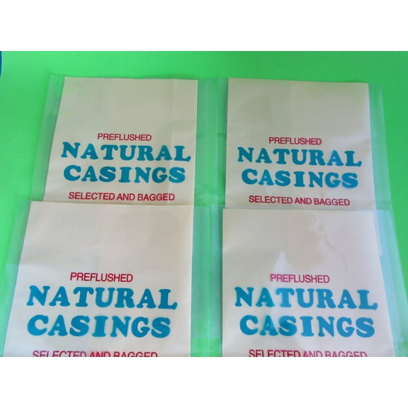 Natural hog pork sausage gut casings for 400  lbs of links. FOUR large packs