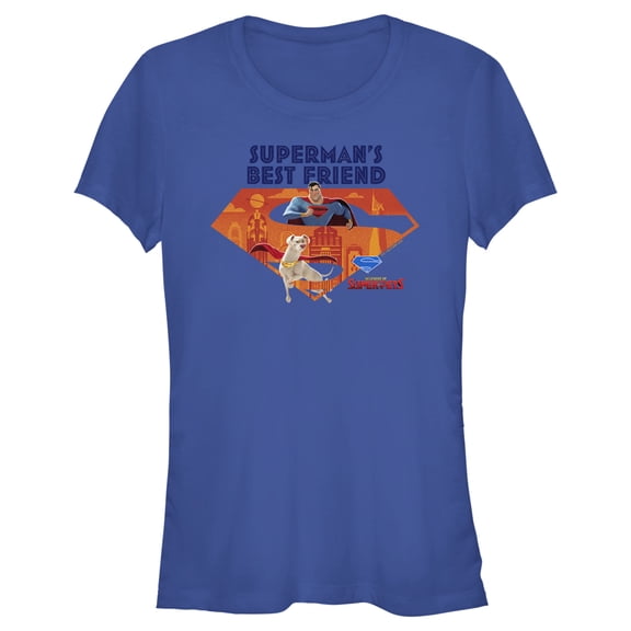 Junior's DC League of Super-Pets Superman's Best Friend Krypto Logo  Graphic Tee Royal Blue Small