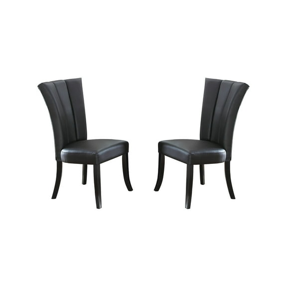 Simple Relax Set of 2 Faux Leather Dining Chairs, Black