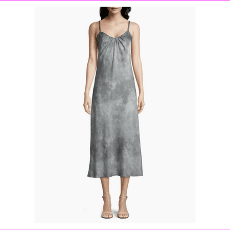 $109.50 Calvin Klein Printed Sleeveless Long Slip Dress, Gray Tie Dye, Size 0