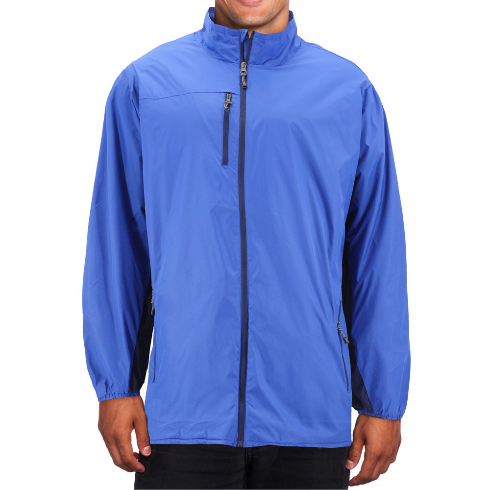 Men's Water Resistant Two Toned Windbreaker Zipper Nylon Rain Jacket