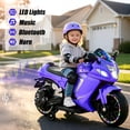 thumbnail image 3 of Xuanlur 24V Electric Motorcycle for Kids, Kids Motorcycle with Training Wheels, LED Light Up Wheels, Dual 390 Motors, Speed Up to 7 mph, Bluetooth Music, Ride On Toy for Kids 3-8 Years Old, Purple, 3 of 8