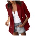 thumbnail image 1 of IROINID Blazer pour Femmes à Manches Longues Couleur Unie Col à Revers Poches Veste en Cuir Confortable, 1 of 7