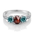 thumbnail image 2 of Gem Stone King 925 Sterling Silver Ring Checkerboard Garnet Blue Moissanite (2.12 Cttw) (Size 6), 2 of 4