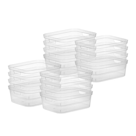 Sterilite 5.25 x 12 x 15 Inch Storage Bin w/ Carry Handles, Clear, 16 Ct