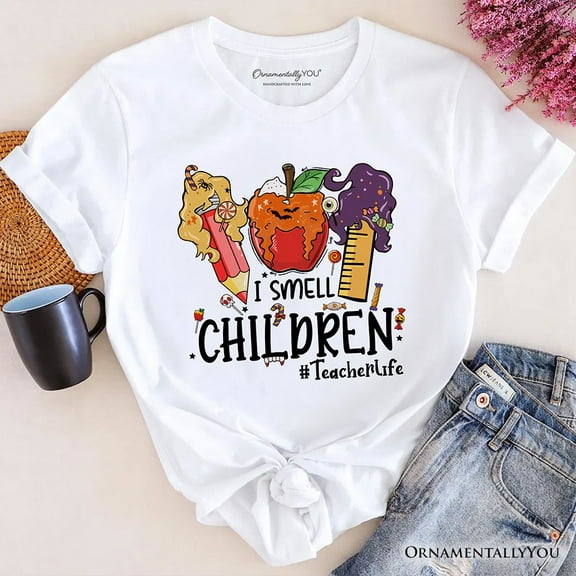 I Smell Children Witch Teacher Life T-Shirt, Back To School Halloween Tee