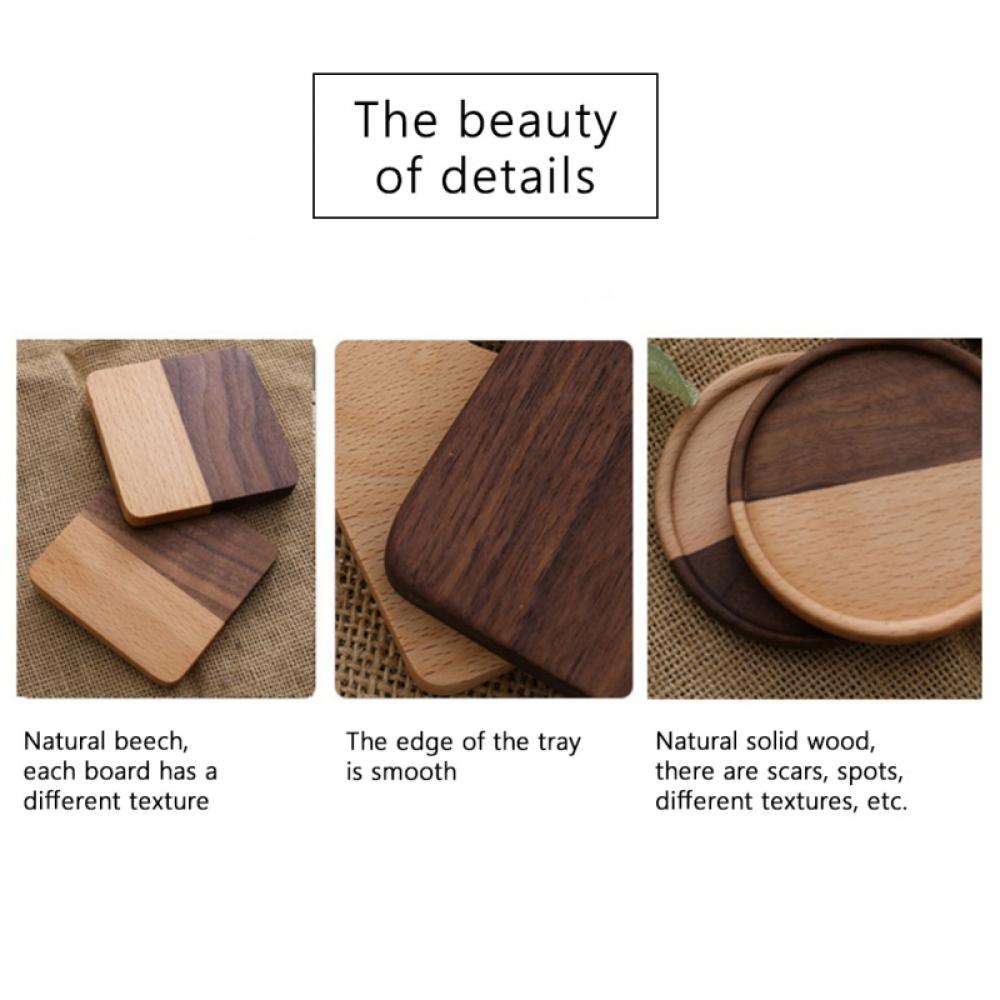 Crowdstage Round Wooden Drink Coasters Tea Coffee Cup Pads Placemats Decor Durable Heat Resistant Drink Mat Coaster (plate) - image 4 of 8