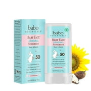 Babo Botanicals Sensitive Baby Mineral Sunscreen Stick Spf 50 - 70% Organic Ingredients - Zinc Oxide - Nsf & Made Safe And Ewg Certified - Water Resistant - Fragrance-Free - Babies & Kids