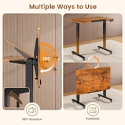 SEDETA 47 Inch Electric Standing Desk with Wheels, 180° Tiltable Foldable Computer Desk, Height Adjustable Desk for Writing, Drawing, Gaming, Sit Stand Up Desk, Perfect for Bed/Sofa/Office, Brown
