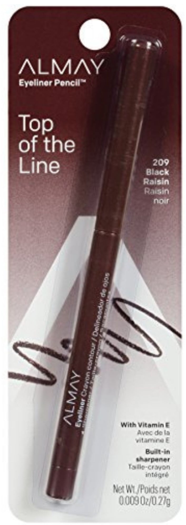 Almay Top Of The Line Eyeliner Pencil Black Raisin 209 0 009 Oz Walmart Com