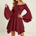 thumbnail image 4 of Iyufng Womens Off The Shoulder Flare Sleeve Corset Dresses Asymmetrical Hem Renaissance Faire Dress Halloween Party Costume, 4 of 9