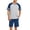 Navy Blue, variant on Ekouaer Mens Pajama Short Sets Short Sleeve Crewneck Pajama Lounge Set Raglan Sleepwear
