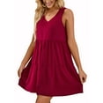 thumbnail image 2 of LELINTA Women Summer Beach Sundress Sleeveless Tank Dress V Neck Vest T-shirt Dress Casual Loose Flowy Swing Shift Dresses, Black/ Green/ Navy Blue/ Wine Red/ Caramel, S-2XL, 2 of 5