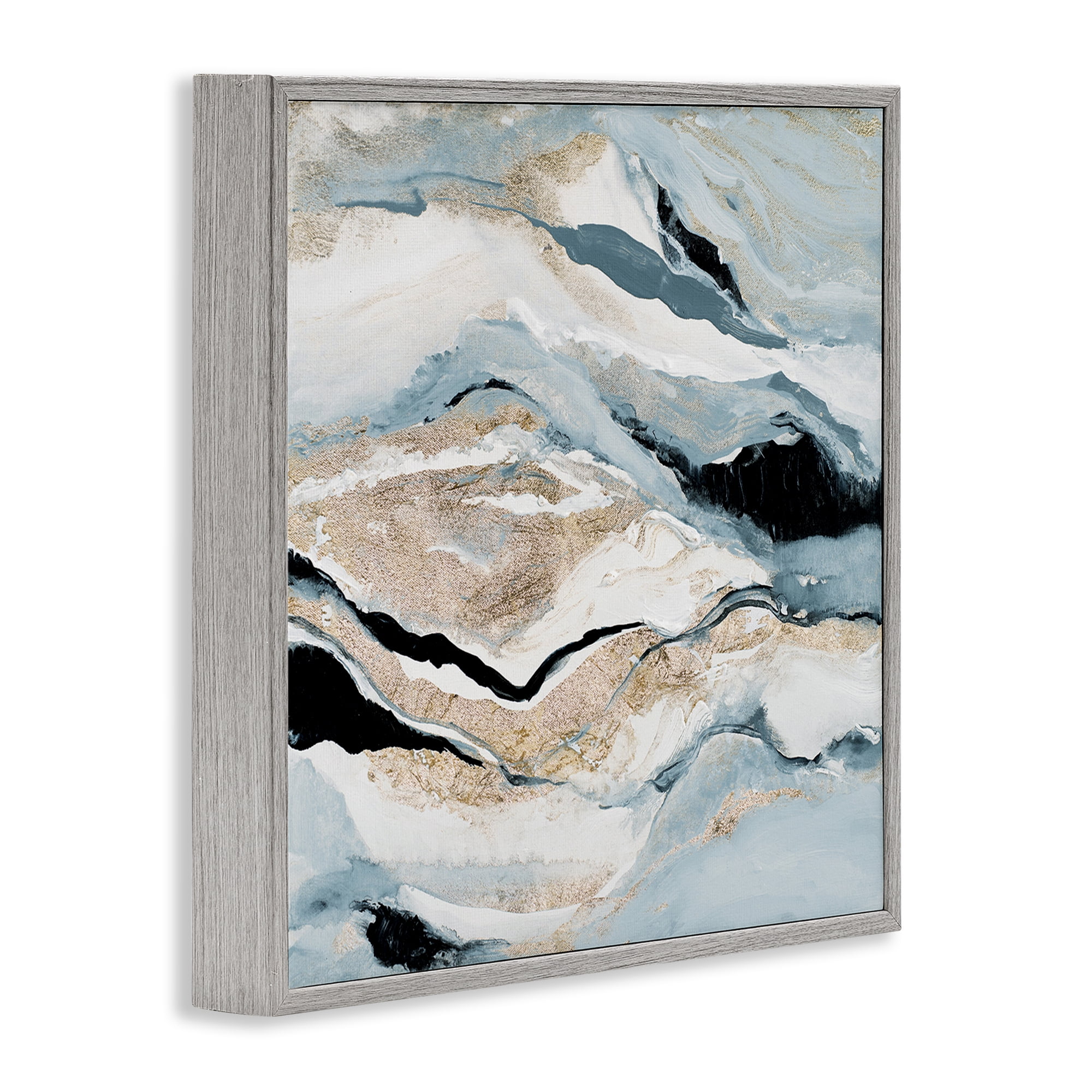 Stupell Industries Blue Natural Geode Pattern Abstract Painting Gray Framed Art Print Wall Art, 12 x 12