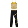 thumbnail image 4 of HULIJA Kids Girls Metallic Gym Yoga Dance Tank Top with Leggings Set 2 Piece Summer Outfit Jazz Gold 14, 4 of 6