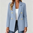 thumbnail image 7 of UDAUDU Blazer for Women Business Casual Double Breasted Long Sleeve Slim Fit Office Suit Jackets Work Outfits Blue 2XL, 7 of 7