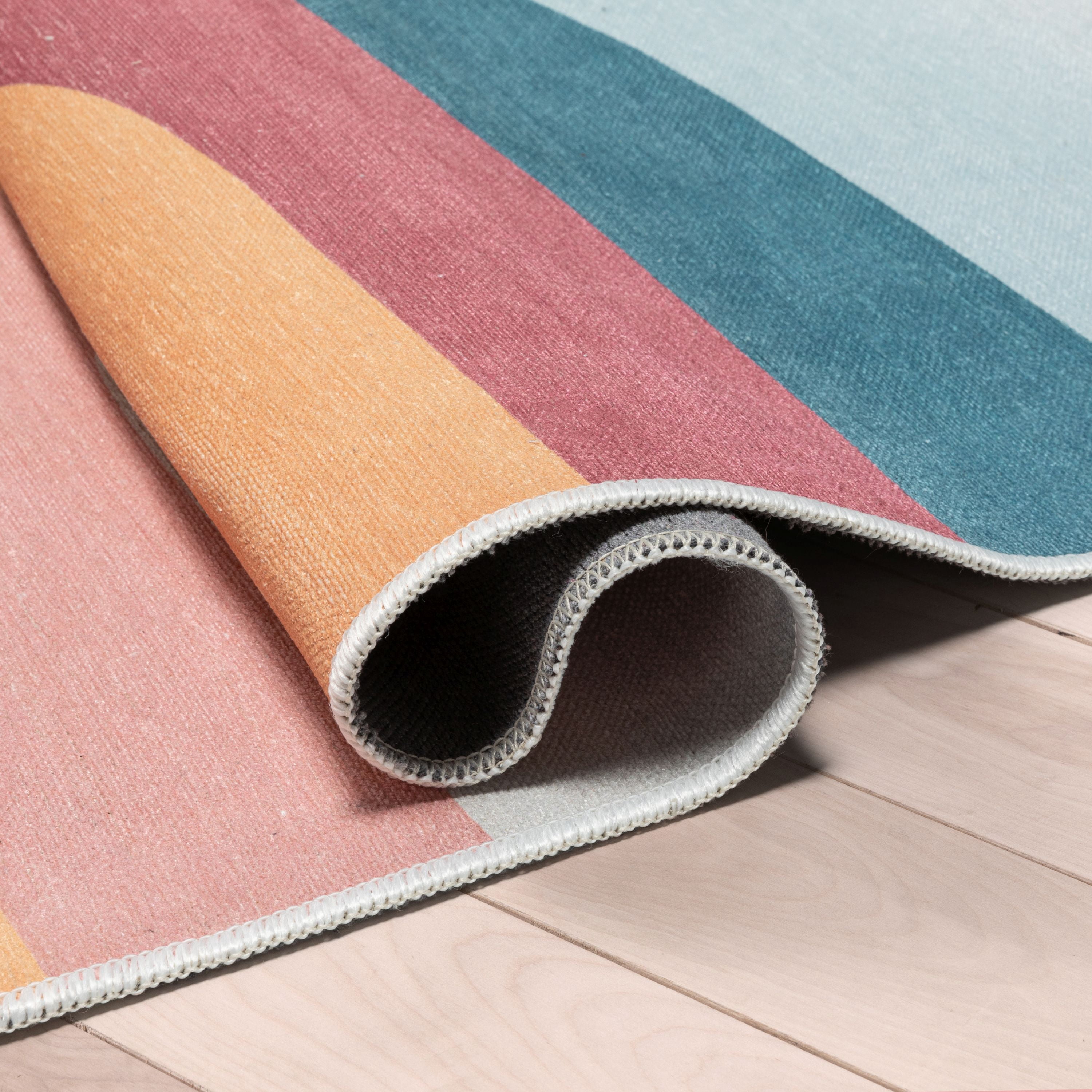 Well Woven Kids Rugs Kaleidoscope Rainbow Kids Geometric Pattern Multi Color Pastel Flat Pile Easy to Clean 7'7" x 9'10" Area Rug for Living Room Dining Room Bedroom and Kitchen