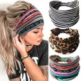 thumbnail image 1 of ORUYROP Bandeaux Boho Gortin, Bandeaux Léopard, Turban Noué, Bandeau Extensible, Bandeau à Rayures pour Femmes et Filles 3 Pcs (Boho), 1 of 7