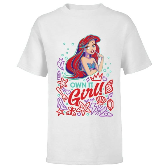 Disney Princess Ariel Own It Girl - Short Sleeve T-Shirt for Kids - Customized-White