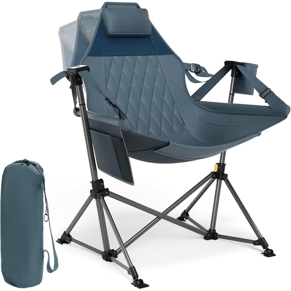 Hammock Camping Chair, Oversized Swinging Hammock Chair with Adjustable Back and Seat for Outdoor Lawn, Sports, Supports 400lbs, Grey