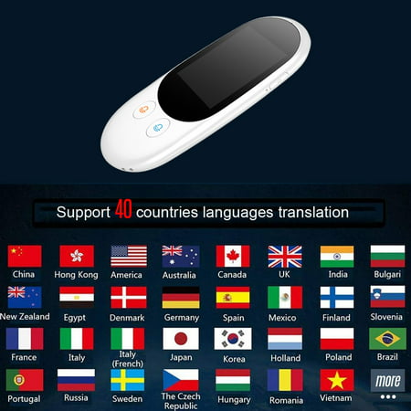Smart Language Voice Translator Device Translation 40 Languages 2.4 Inch TouchScreen Rechargeable Battery Support Wifi Hotspot for Learning Traveling Business (Best Offline Language Translator App)