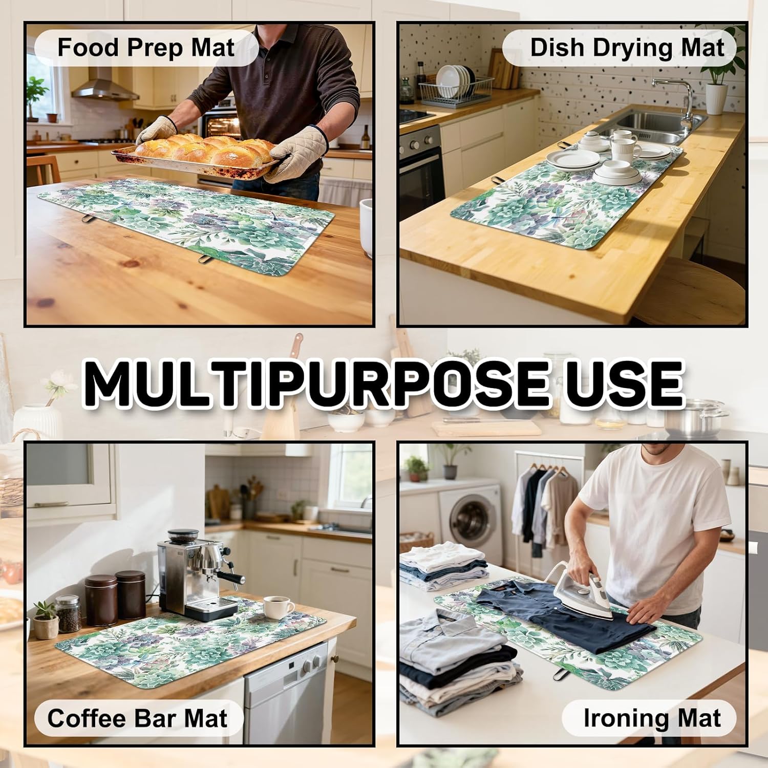 Succulent Stove Top Cover for Electric Stove,Succulent Ceramic Stove top Cover,Heat Resistant Glass Cooktop Cover,Flat RV Range Stovetop Protector,Dish Drying Mat for Kitchen,28"x20"