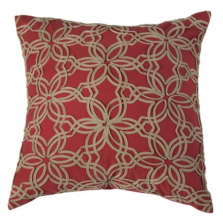 Red Floral Throw Pillow - Rizzy Home Decorative Poly Filled Throw Pillow Textured Floral 20