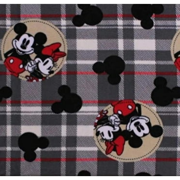 Handmade Single Layer Fleece 58"x 72" Throw Blanket "Mickey and Minnie Mouse Badges Plaid ”