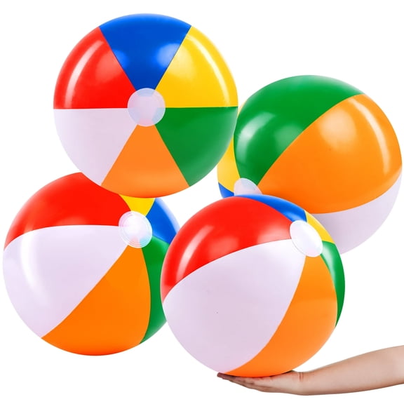 Joyfy 20" Pelotas de Playa Arcoíris, 4 Piezas Juguetes Hinchables para Piscinas Juegos Acuáticos de Verano