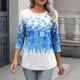 thumbnail image 5 of TaTaai Loose Printed T-Shirt Lightweight Comfortable Women's Fashion Casual Button Round Neck 3/4 Sleeve All Season Daily Versatile Blouse Gift, 5 of 7